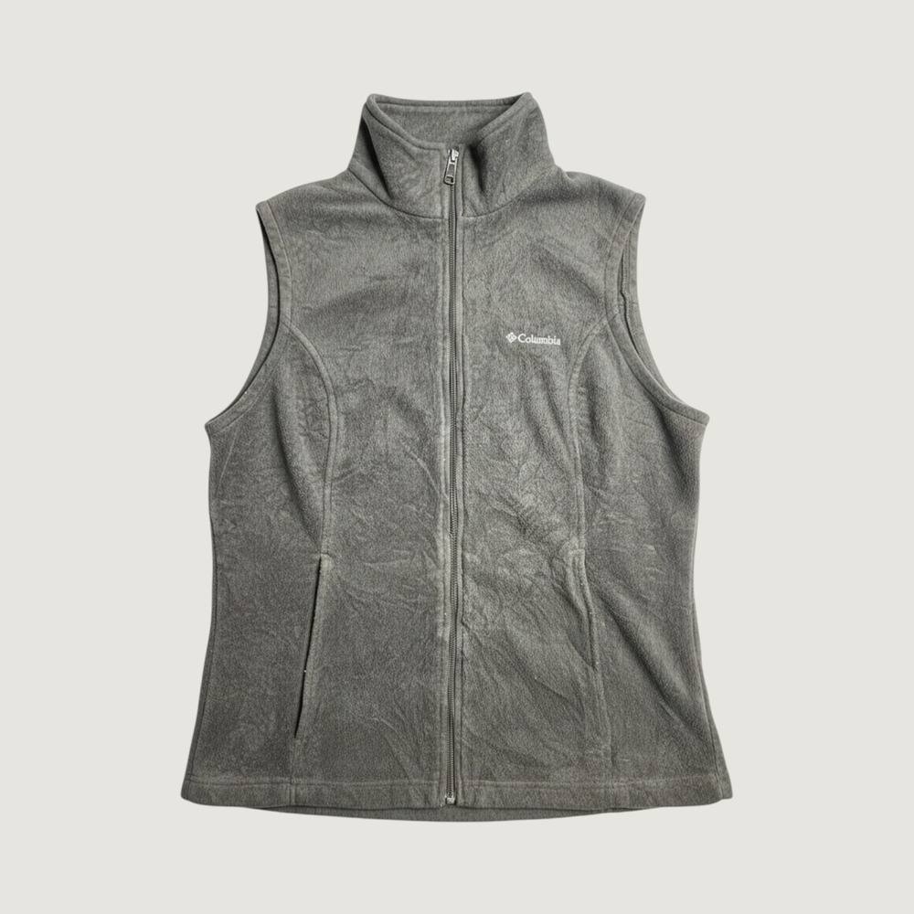 Columbia Vest Womens L Benton Springs Gray Full Zip Fleece Sleeveless EXCELLENT